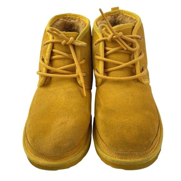 UGG Neumel II Women's Yellow Lace Up Suede Faux Shearling Chukka Boots Size 6 - Picture 2 of 5